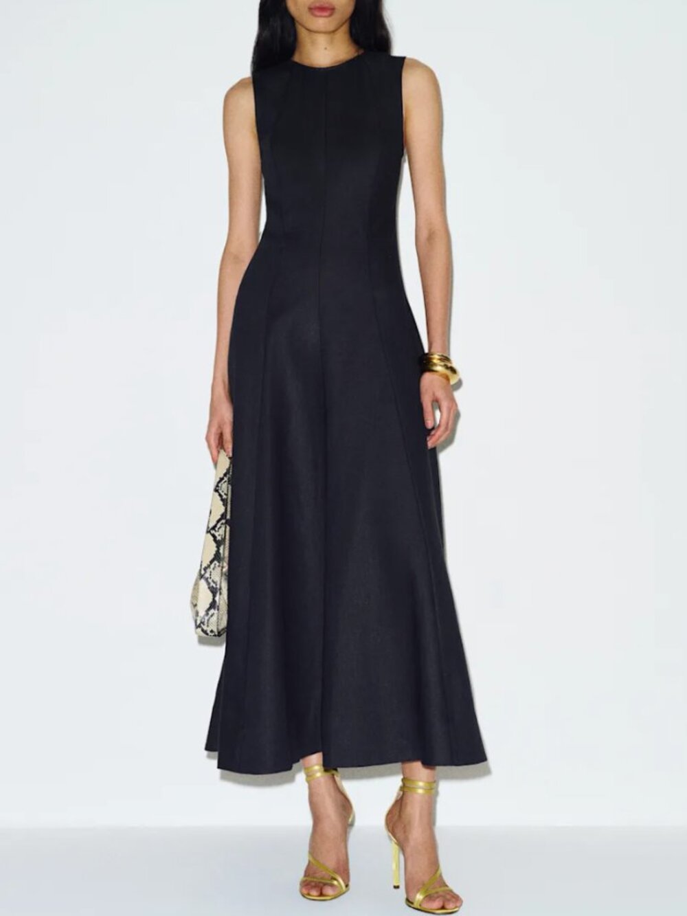 Reformation Cecilia Linen Midi Dress Black Noir French Quiet Lux Minimalist US2 - Picture 3 of 11